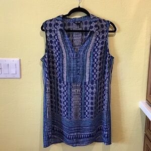 NIC+ZOE Blue large chic Patterned Sleeveless Top z1